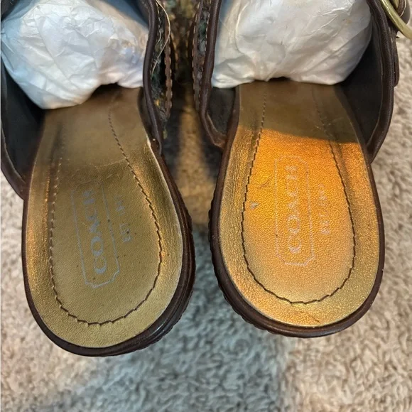 Coach Green and Brown Pumps with Decorative Buckle - Picture 5 of 5